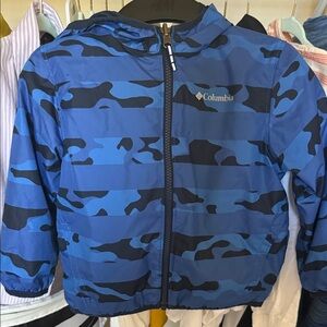 Reversible Columbia Kids Blue and Navy raincoat